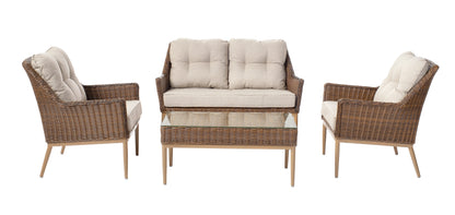 Alfresco Home Eva 4pc Wicker Aluminum Love Seat Set, Sunbelievable Dune Cushion Inclusive - 353-1802