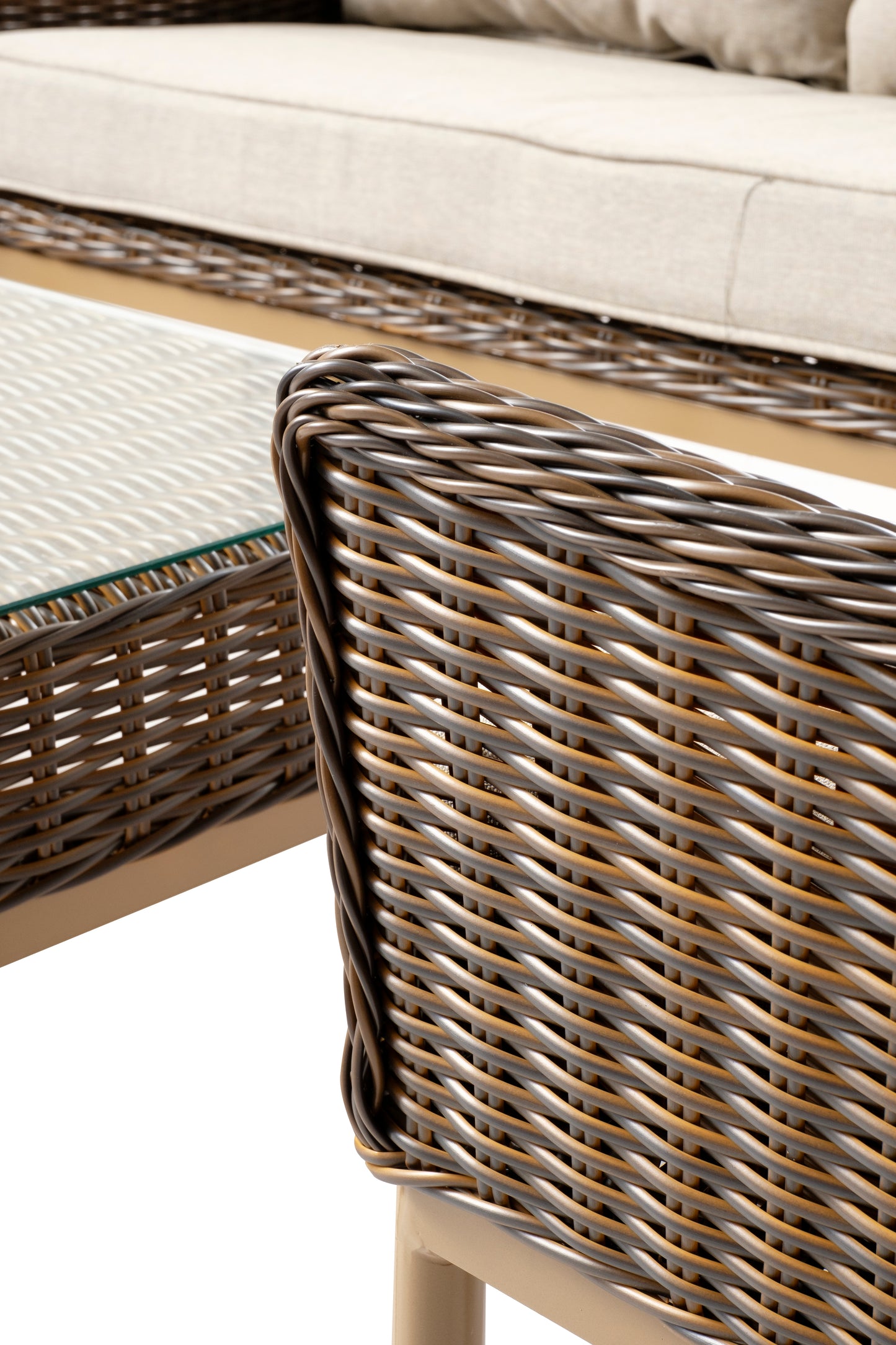 Alfresco Home Eva 4pc Wicker Aluminum Love Seat Set, Sunbelievable Dune Cushion Inclusive - 353-1802