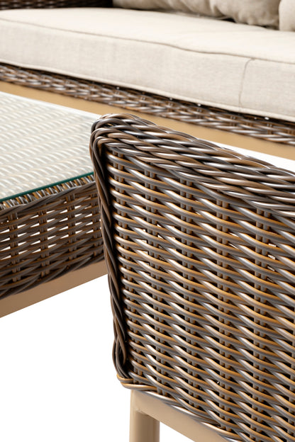 Alfresco Home Eva 4pc Wicker Aluminum Love Seat Set, Sunbelievable Dune Cushion Inclusive - 353-1802