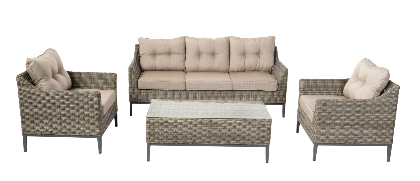 Alfresco Home Lily 4 pc Wicker Aluminum Sofa Set, Sunbelieveable Dune Cushion Inclusive - 353-1807