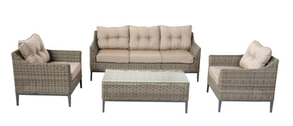 Alfresco Home Lily 4 pc Wicker Aluminum Sofa Set, Sunbelieveable Dune Cushion Inclusive - 353-1807
