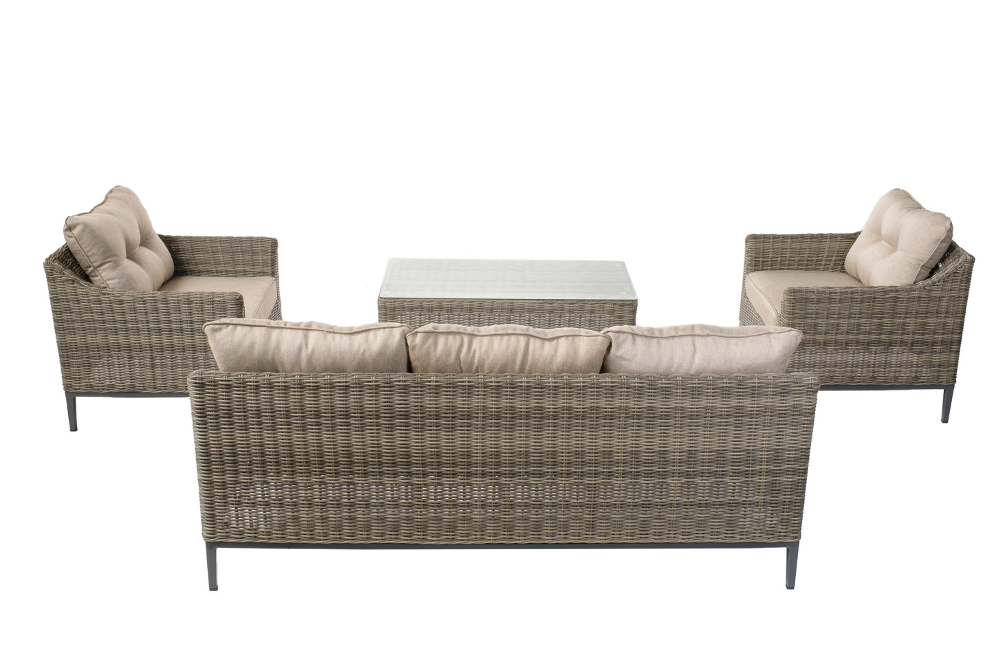 Alfresco Home Lily 4 pc Wicker Aluminum Sofa Set, Sunbelieveable Dune Cushion Inclusive - 353-1807