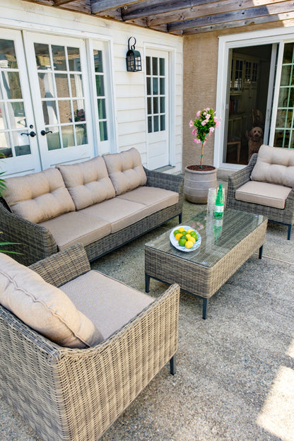 Alfresco Home Lily 4 pc Wicker Aluminum Sofa Set, Sunbelieveable Dune Cushion Inclusive - 353-1807
