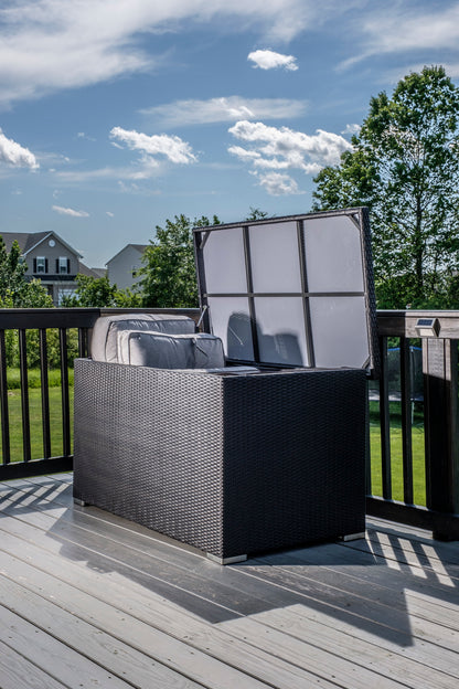 Alfresco Home Medium Sicuro Wicker Cushion Storage Box with Hydraulic Lid - 353-1815