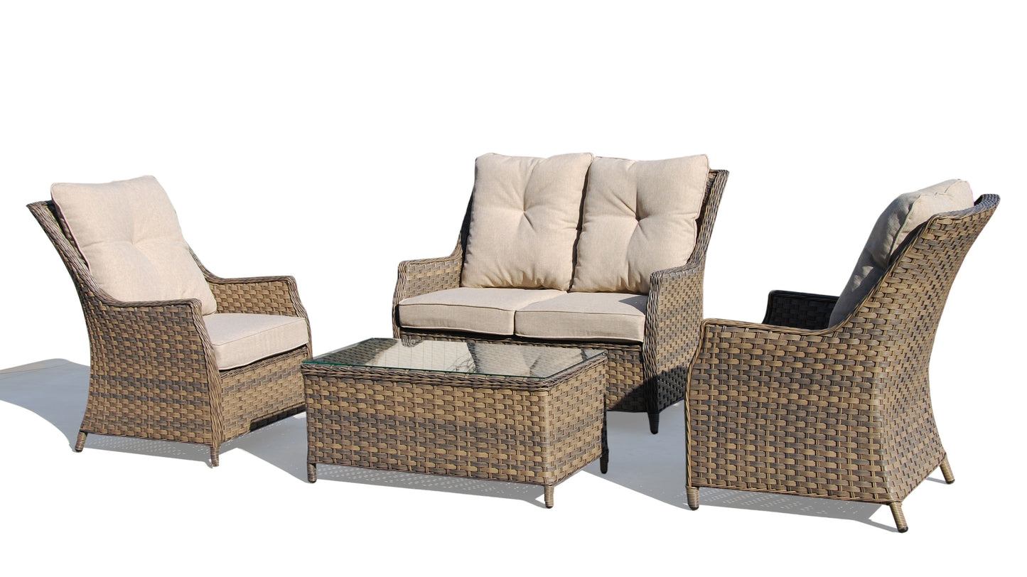 Alfresco Home Rockhill All Weather Wicker 4 Piece Seating Group with Sunbelievable Cushions - 353-3000
