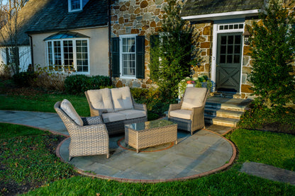 Alfresco Home Rockhill All Weather Wicker 4 Piece Seating Group with Sunbelievable Cushions - 353-3000