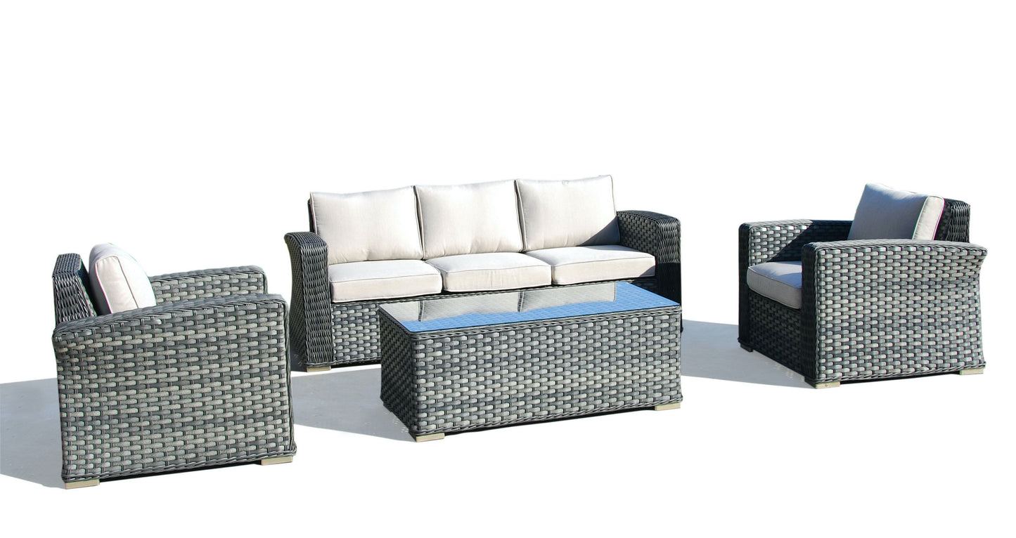 Alfresco Home Palisades All Weather Wicker 4 Piece Seating Group with Cushions - 353-3001