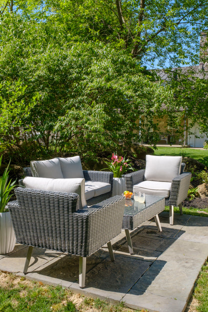 Alfresco Home Castlewood All Weather Wicker 4 Piece Seating Group with Cushions - 353-3002