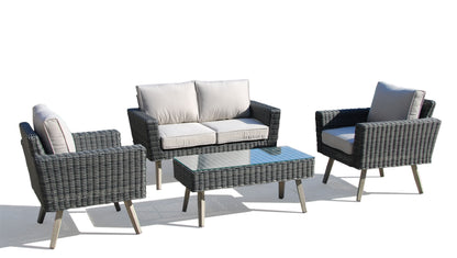 Alfresco Home Castlewood All Weather Wicker 4 Piece Seating Group with Cushions - 353-3002