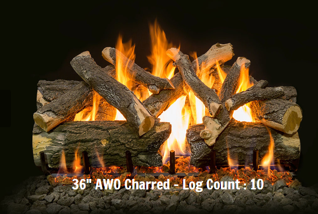Grand Canyon Gas Logs Arizona Weathered Oak Charred Log Sets, 18” to 42”