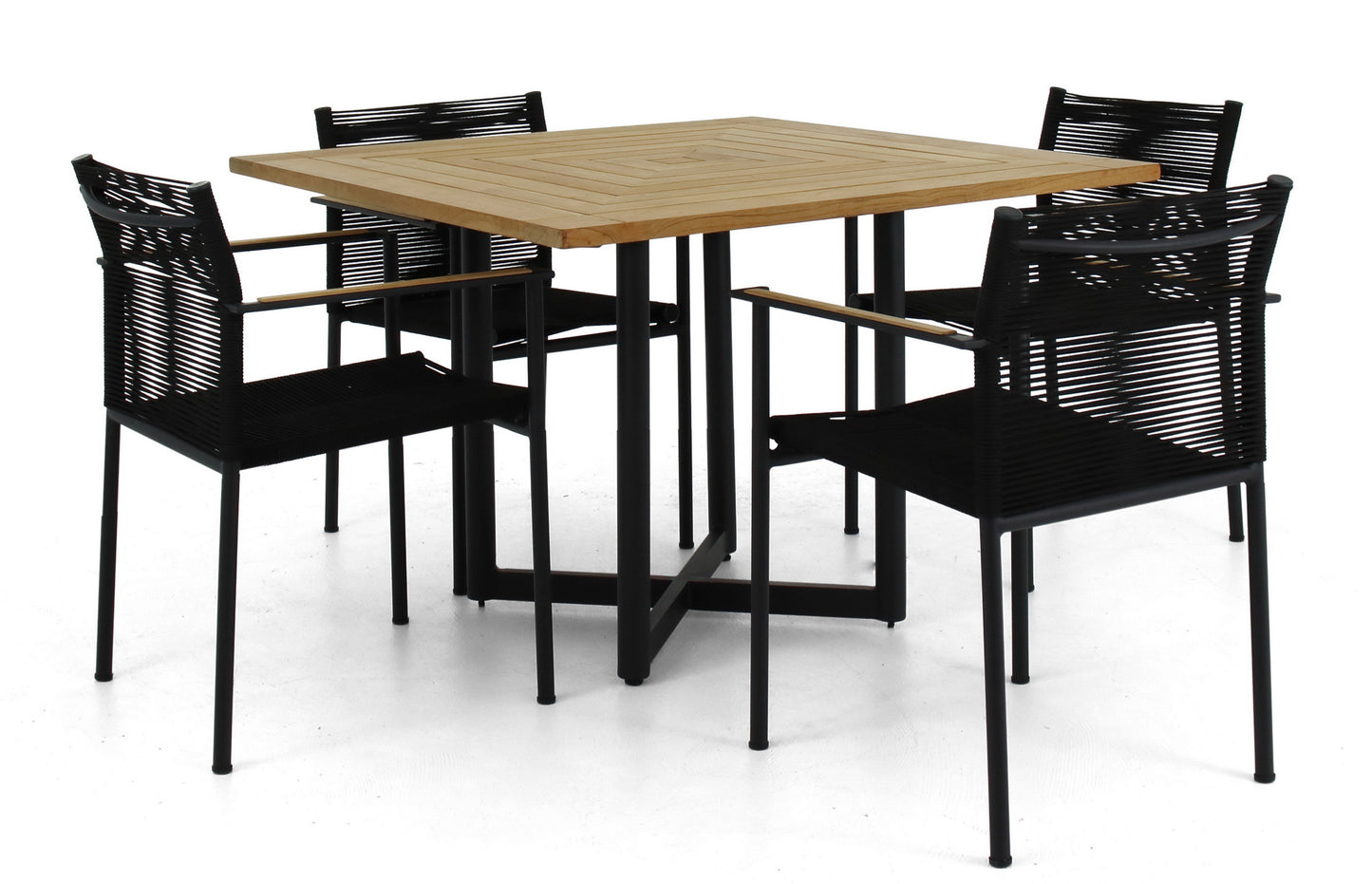 Alfresco Home Jakarta 43" Square Teak Top Dining Table with Umbrella Hole - 40-70000599