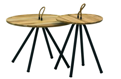 Alfresco Home Elle Belt Teak Top Coffee Tables (Set of 2) - 40-70001183