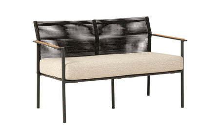 Alfresco Home Jakarta Deep Seating Love Seat, Black, Cushion Inclusive - 40-72000107