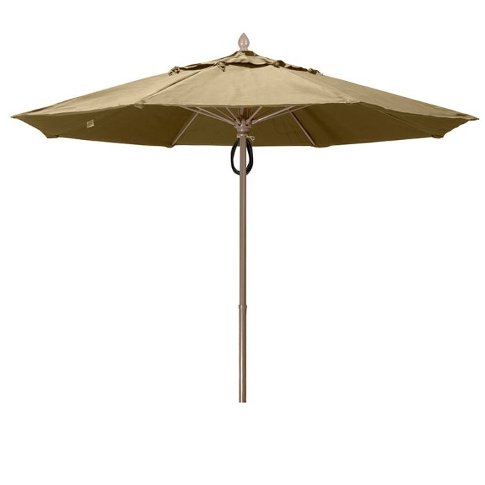 FiberBuilt Market Umbrella with Pulley & Pin Lift, 7.5 Foot Antique Beige Marine Grade Canopy and Champagne Bronze Pole - 7MPPCB-8600