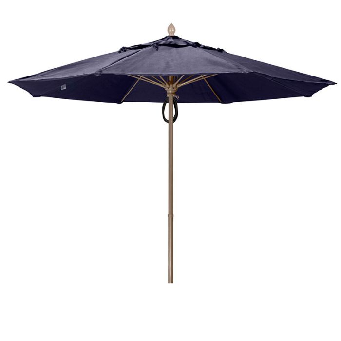 FiberBuilt Market Umbrella with Pulley & Pin Lift, 7.5 Foot Antique Beige Marine Grade Canopy and Champagne Bronze Pole - 7MPPCB-8600