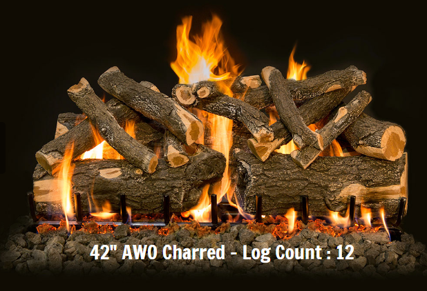 Grand Canyon Gas Logs Arizona Weathered Oak Charred Log Sets, 18” to 42”