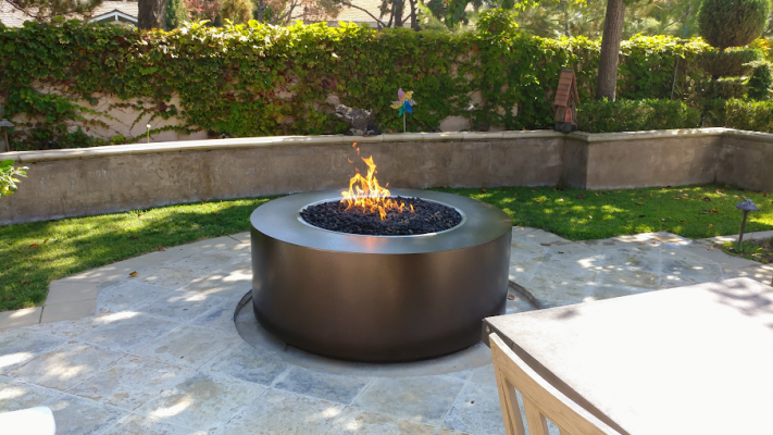 The Outdoor Plus 48-Inch x 24-Inch, Liquid Propane Fueled, Hammered Copper Unity Fire Pit - OPT-UNYCP48-LP