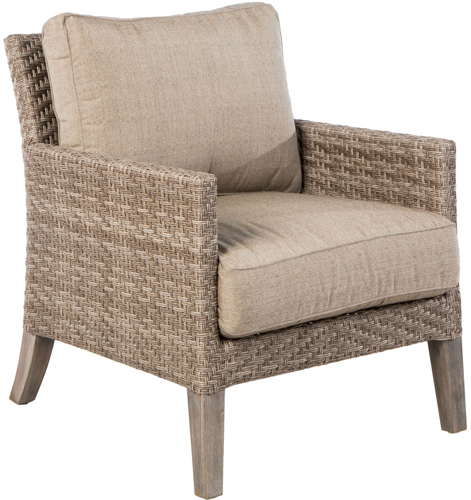 Alfresco Home Cornwall Woven Wood Deep Seating Conversation Set with Sunbelievable Taupe Cushions - 46-3014