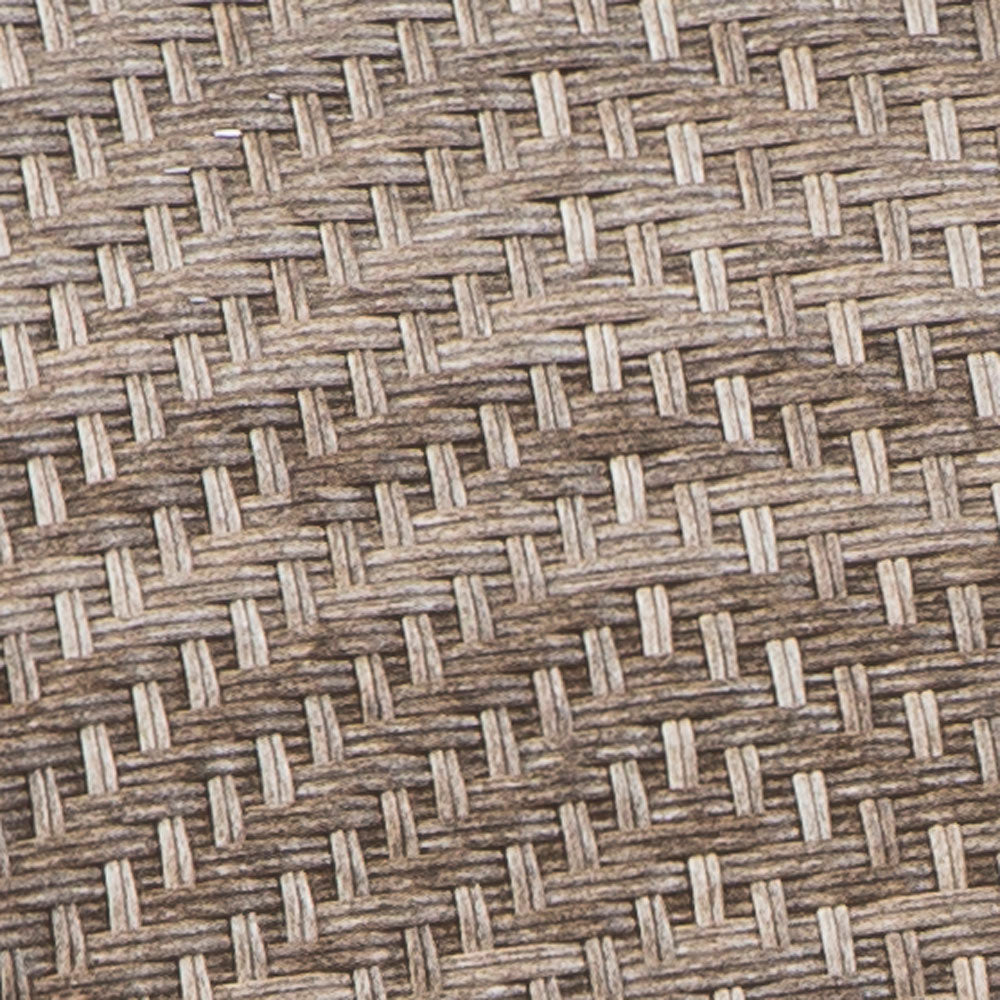 Alfresco Home Cornwall Woven Wood Dining Table with Umbrella Hole and 4 Armless Dining Chairs with Sunbelievable Taupe Cushions - 46-3009