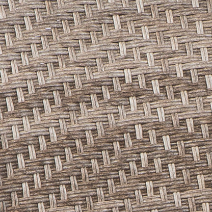 Alfresco Home Cornwall Woven Wood Dining Table with Umbrella Hole and 4 Armless Dining Chairs with Sunbelievable Taupe Cushions - 46-3009