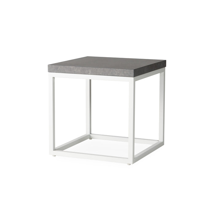 Lloyd Flanders Universal Accessories 20" Square End Table in Matte White with Gray Ceramic Top -  486243