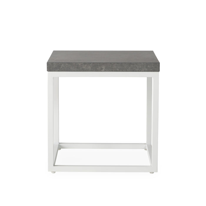 Lloyd Flanders Universal Accessories 20" Square End Table in Matte White with Gray Ceramic Top -  486243