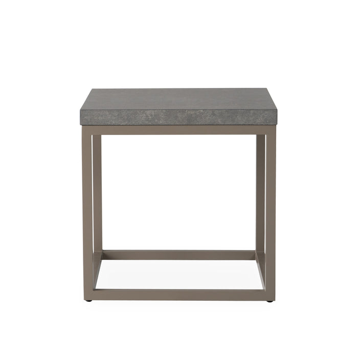 Lloyd Flanders Universal Accessories 20" Square End Table in Matte Taupe with Gray Ceramic Top - 486343