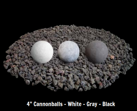 Grand Canyon Gas Logs Cannon Balls, 2” to 6”  | Grey, White & Black