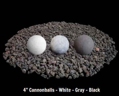 Grand Canyon Gas Logs Cannon Balls, 2” to 6”  | Grey, White & Black