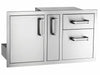 Fire Magic Premium Flush 36" Access Door with Platter Storage & Double Drawer with Soft Close - 53816SC