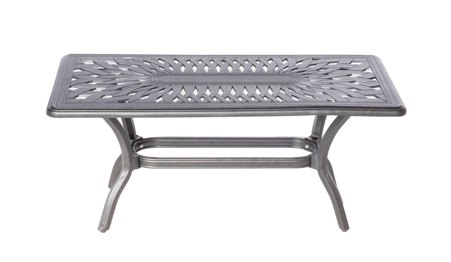 Alfresco Home Newbury Cast Aluminum Deep Seating Set with Coffee Table, Loveseat and 2 Lounge Chairs  and Cushions - 54-1300