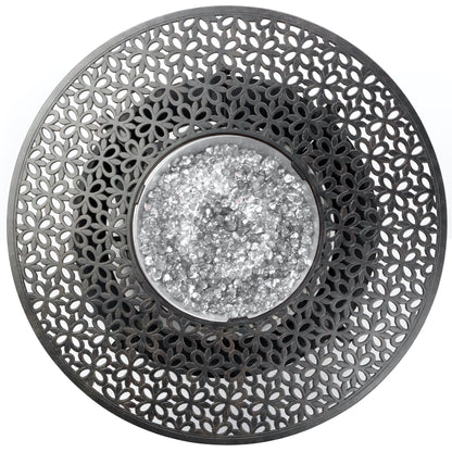 Alfresco Home Margherita 48" Round Cast Aluminum Gas Fire Pit/Chat Table with Glacier Ice Firebeads - 55-3009