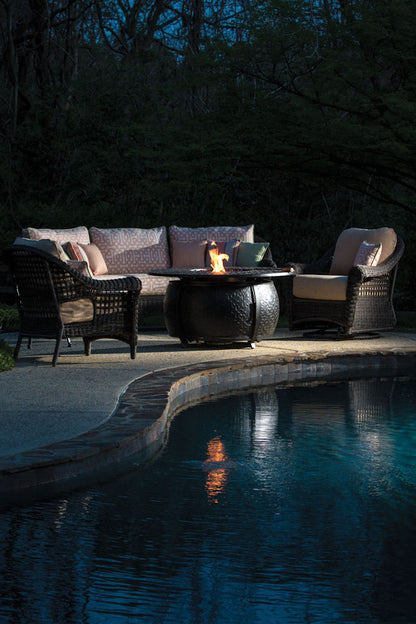 Alfresco Home Margherita 48" Round Cast Aluminum Gas Fire Pit/Chat Table with Glacier Ice Firebeads - 55-3009