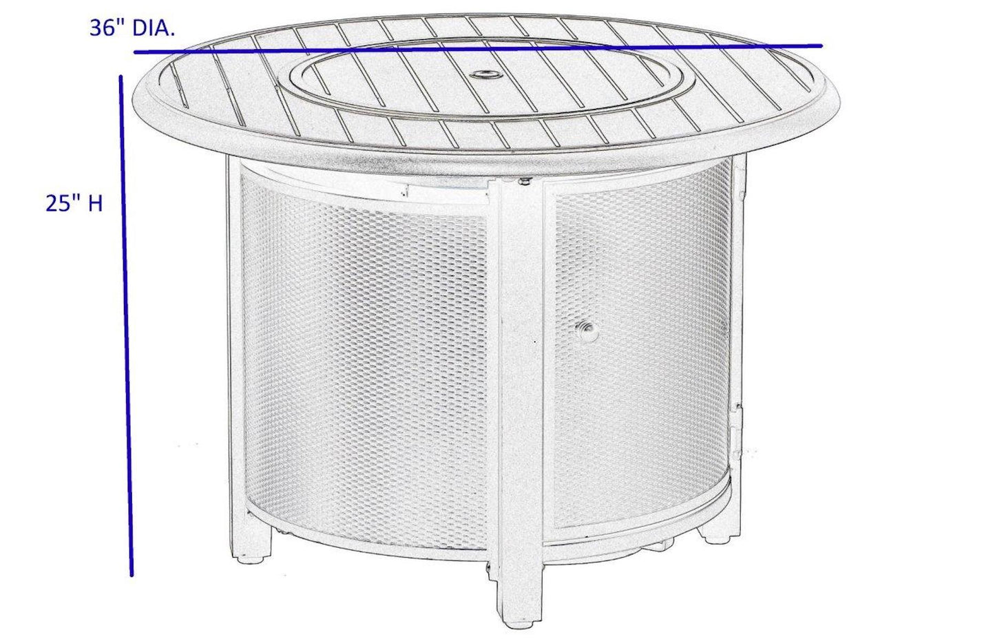 Alfresco Home Manchester Bay Ridge 36" Round Gas Fire Pit/Chat Table with Glacier Ice Firebeads - 55-3011