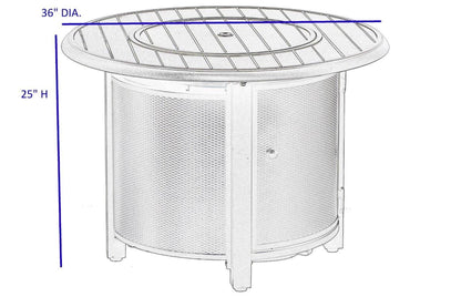 Alfresco Home Manchester Bay Ridge 36" Round Gas Fire Pit/Chat Table with Glacier Ice Firebeads - 55-3011