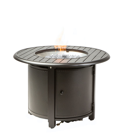 Alfresco Home Manchester Bay Ridge 36" Round Gas Fire Pit/Chat Table with Glacier Ice Firebeads - 55-3011