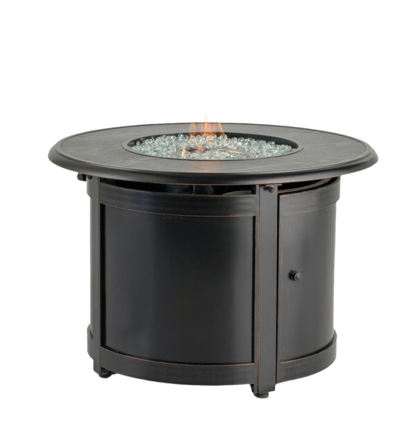 Alfresco Home Manchester 36" Round Match Lit Gas Fire Pit Chat Table Glacier Ice Firebeads - 55-3013