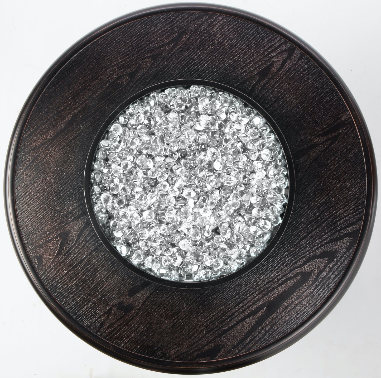 Alfresco Home Manchester 36" Round Match Lit Gas Fire Pit Chat Table Glacier Ice Firebeads - 55-3013