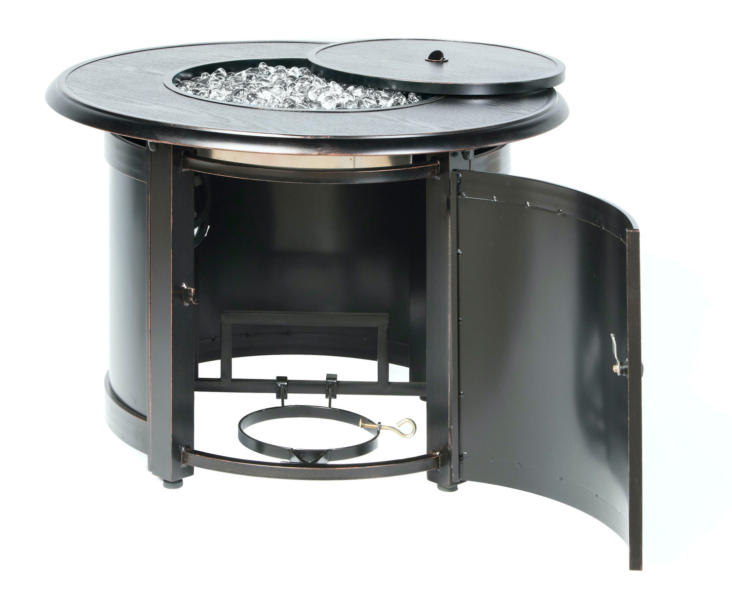 Alfresco Home Manchester 36" Round Match Lit Gas Fire Pit Chat Table Glacier Ice Firebeads - 55-3013