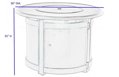 Alfresco Home Manchester 36" Round Match Lit Gas Fire Pit Chat Table Glacier Ice Firebeads - 55-3013