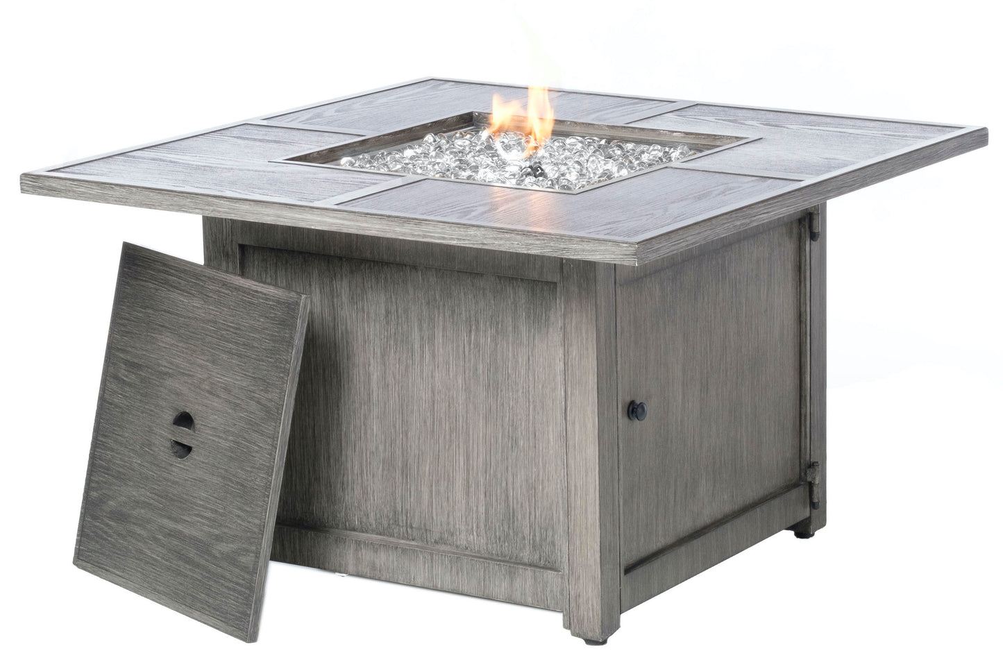 Alfresco Home Cheyenne 40" Square Gas Fire Pit Chat Table with Glacier Ice Firebeads - 55-3015