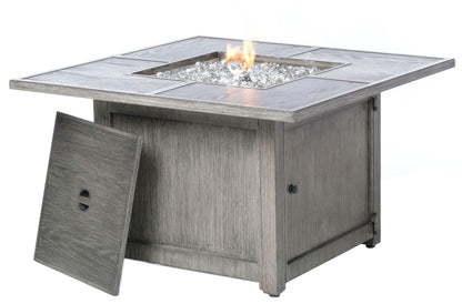 Alfresco Home Cheyenne 40" Square Gas Fire Pit Chat Table with Glacier Ice Firebeads - 55-3015