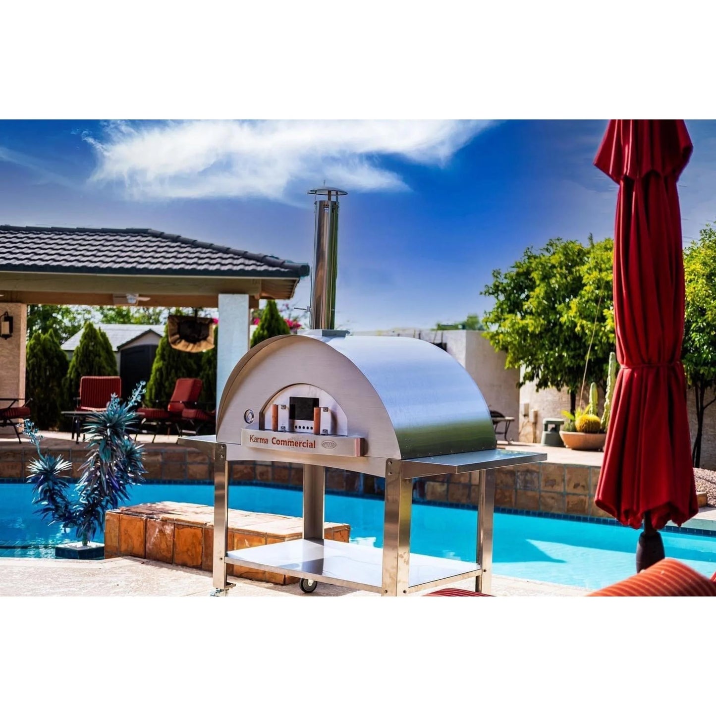 WPPO Karma 55" 304 Stainless Steel Commercial Wood-Fired Oven - WKK-04COM