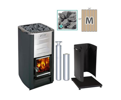 Harvia M3 SS MD FLK Wood-Burning Sauna Stove Package, 16.5kW - M3-PKG-SS-MD-FLK