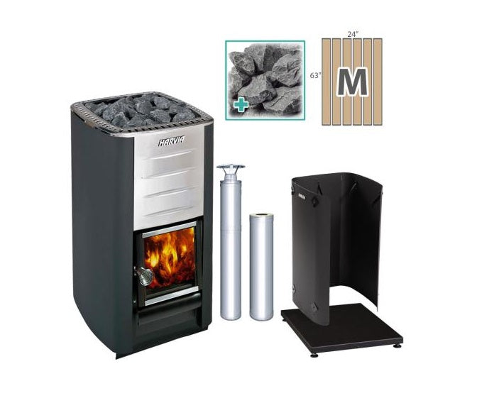 SaunaLife M3 Wood-Burning Stove Kit SS MD Floor