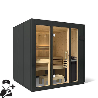 Kohler C1 Graphite Grey Indoor Sauna Kit,  Up to 5 Persons