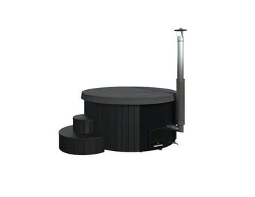 SaunaLife Model S4B Wood-Burning Hot Tub, Black, 6 Persons