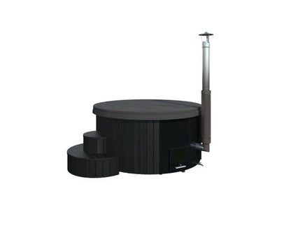 SaunaLife Model S4B Soak-Series Home Wood-Fired Hot Tub, Black, Up to 6 Persons - SL-MODELS4B