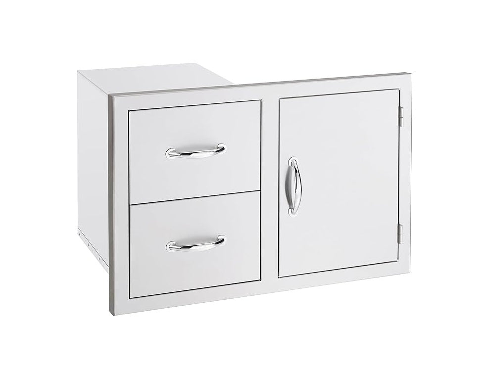 TrueFlame 33" 2-Drawer & Access Door Combo Masonry Frame Return - TF-DC2-33M-A