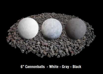 Grand Canyon Gas Logs Cannon Balls, 2” to 6”  | Grey, White & Black